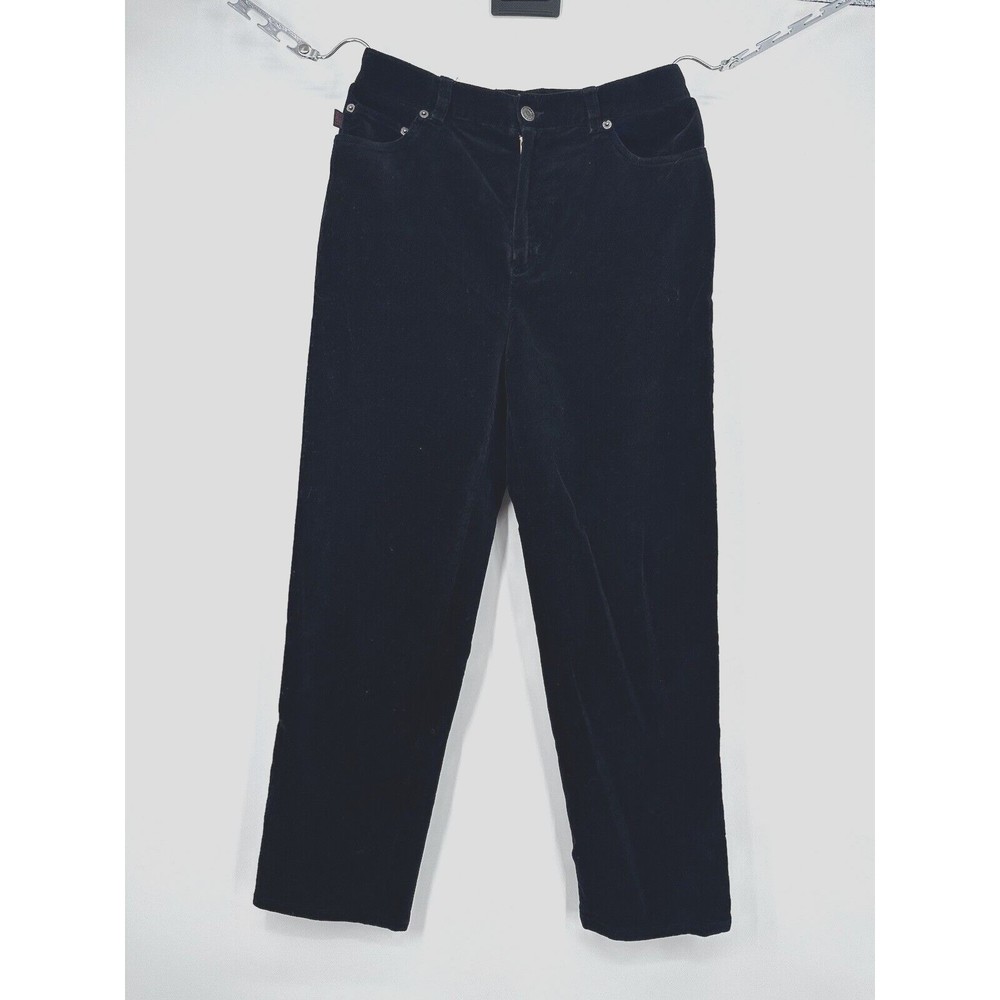 Ralph Lauren LRL Pants Women's Size 10 P Vintage Black Velvet Straight Stretch